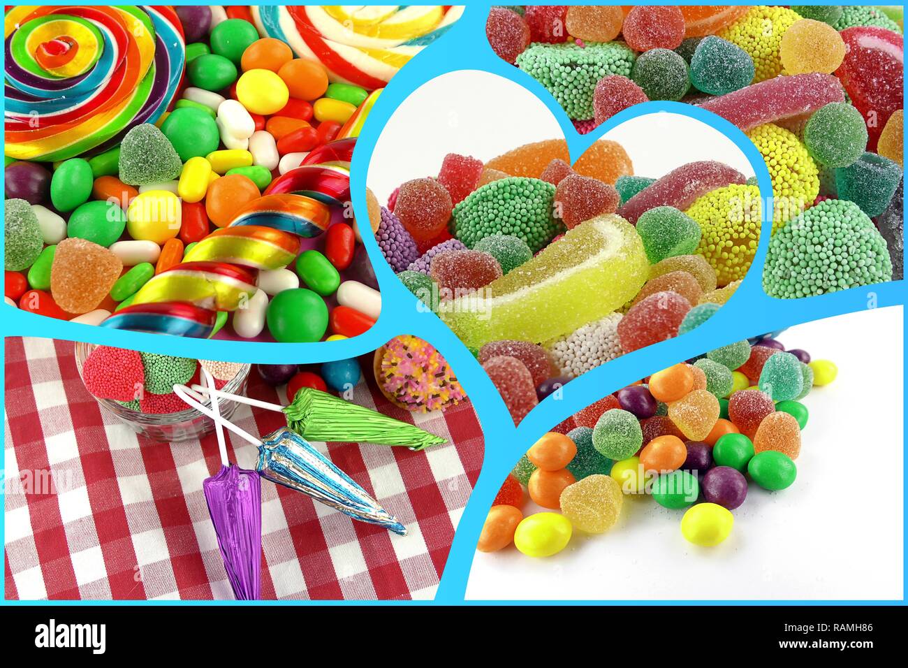 Candy süßen Lolly zuckerhaltigen Collage Foto Stockfoto