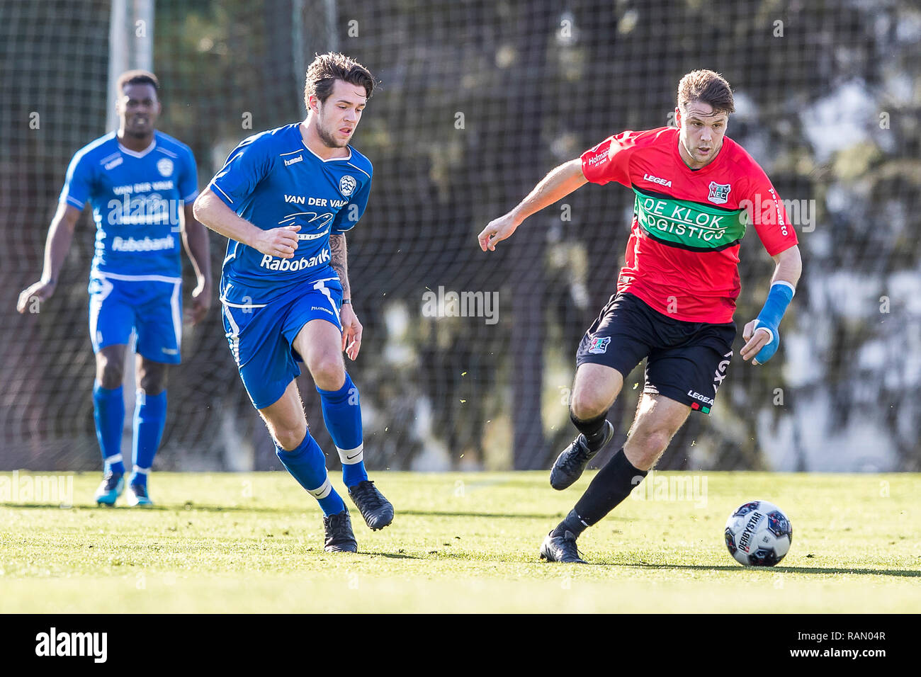 ESTEPONA - 04-01-2019, niederländische Fußball Keuken Kampioen divisie Saison 2018 / 2019. NEC Spieler Joey van den Berg während des Spiels NEC-R.K.V.V. Westlandia. Stockfoto