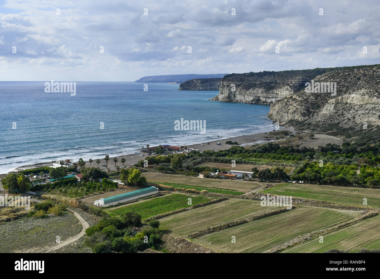 Strand, Felder, Kourion, Zypern, Strang, Felder, Zypern Stockfoto