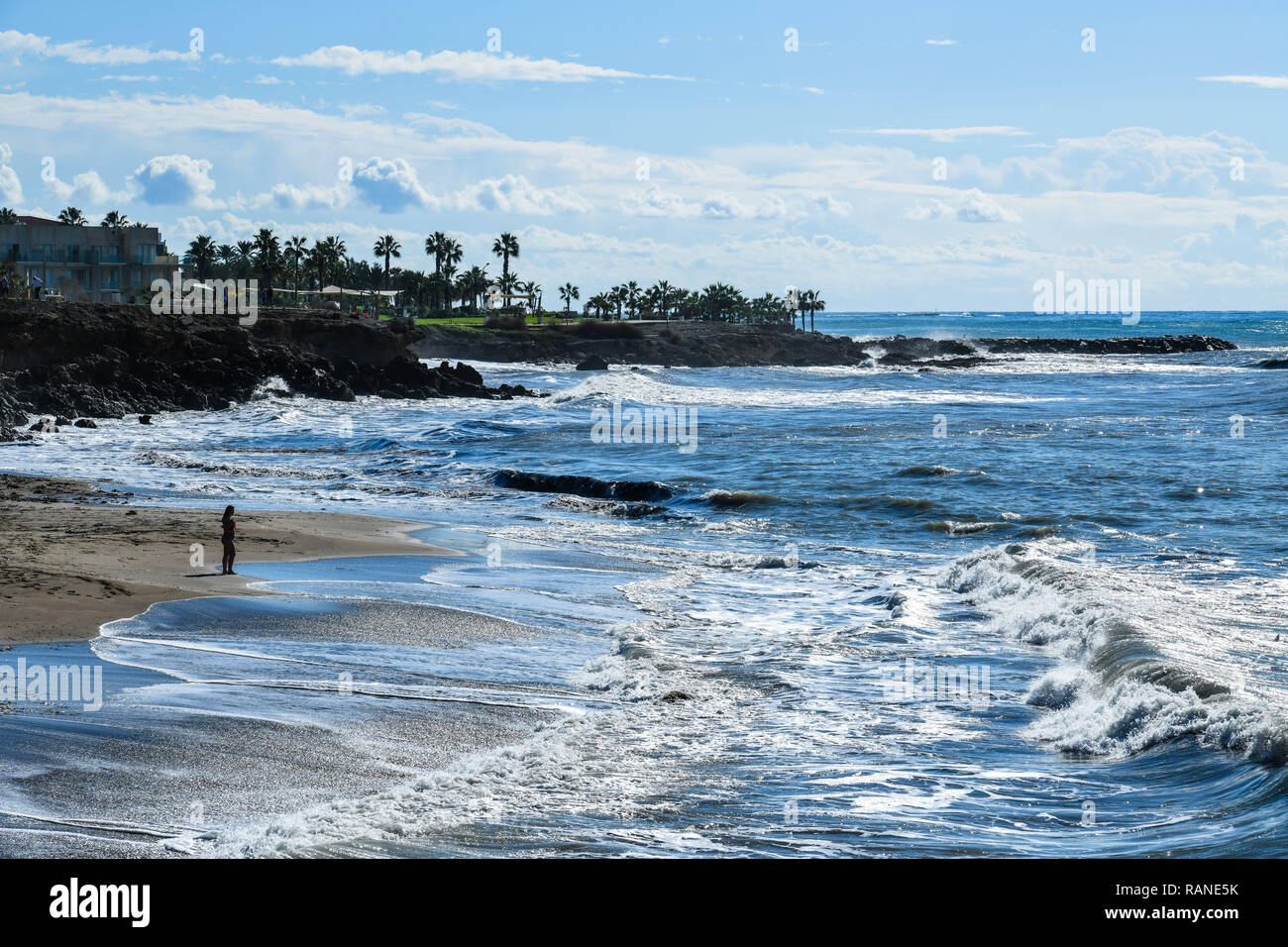 Sandy Beach, Paphos, Zypern, dem Strand, Zypern Stockfoto