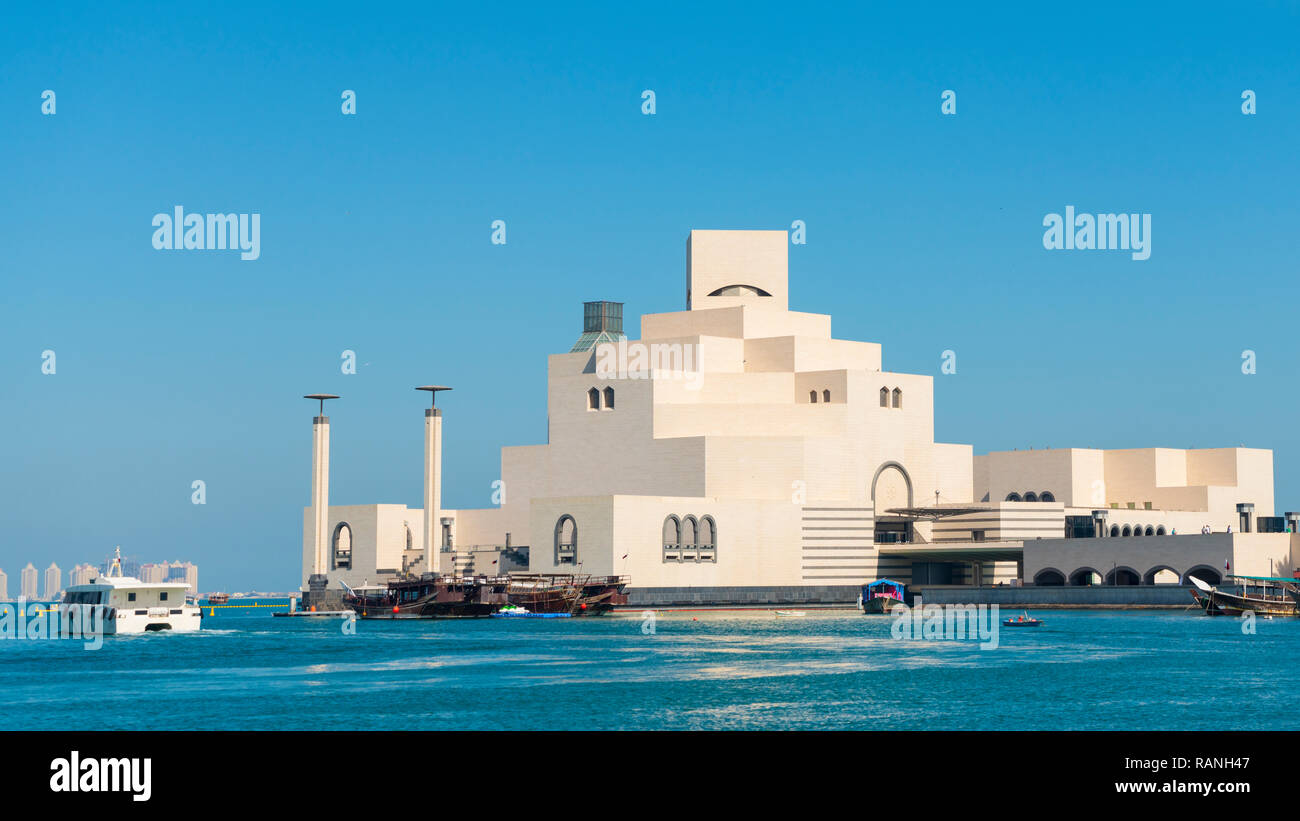 Ansicht des Museum für Islamische Kunst in Doha, Katar. Architekt IM Pei Stockfoto