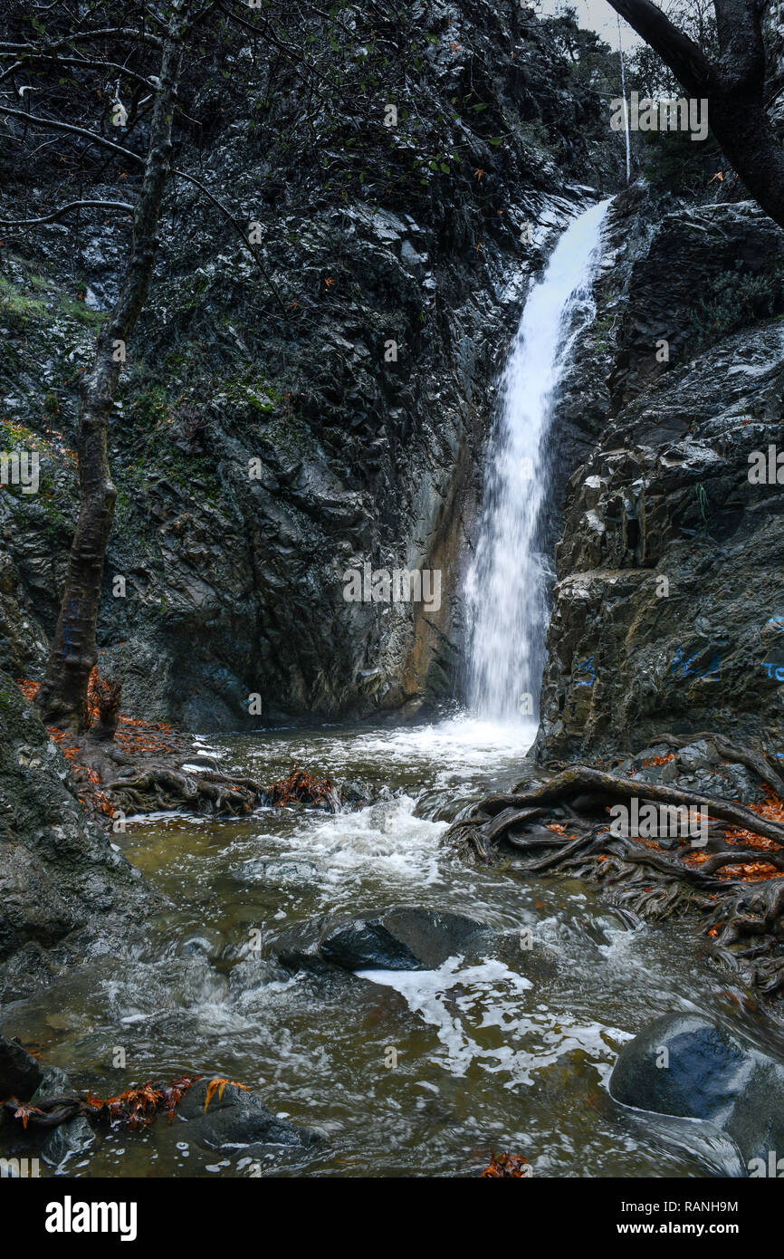 Millomeris Wasserfall, Pano Platres, Troodos-gebirge, Zypern, Millomeris-Wasserfall, Troodos-Gebirge, Zypern Stockfoto