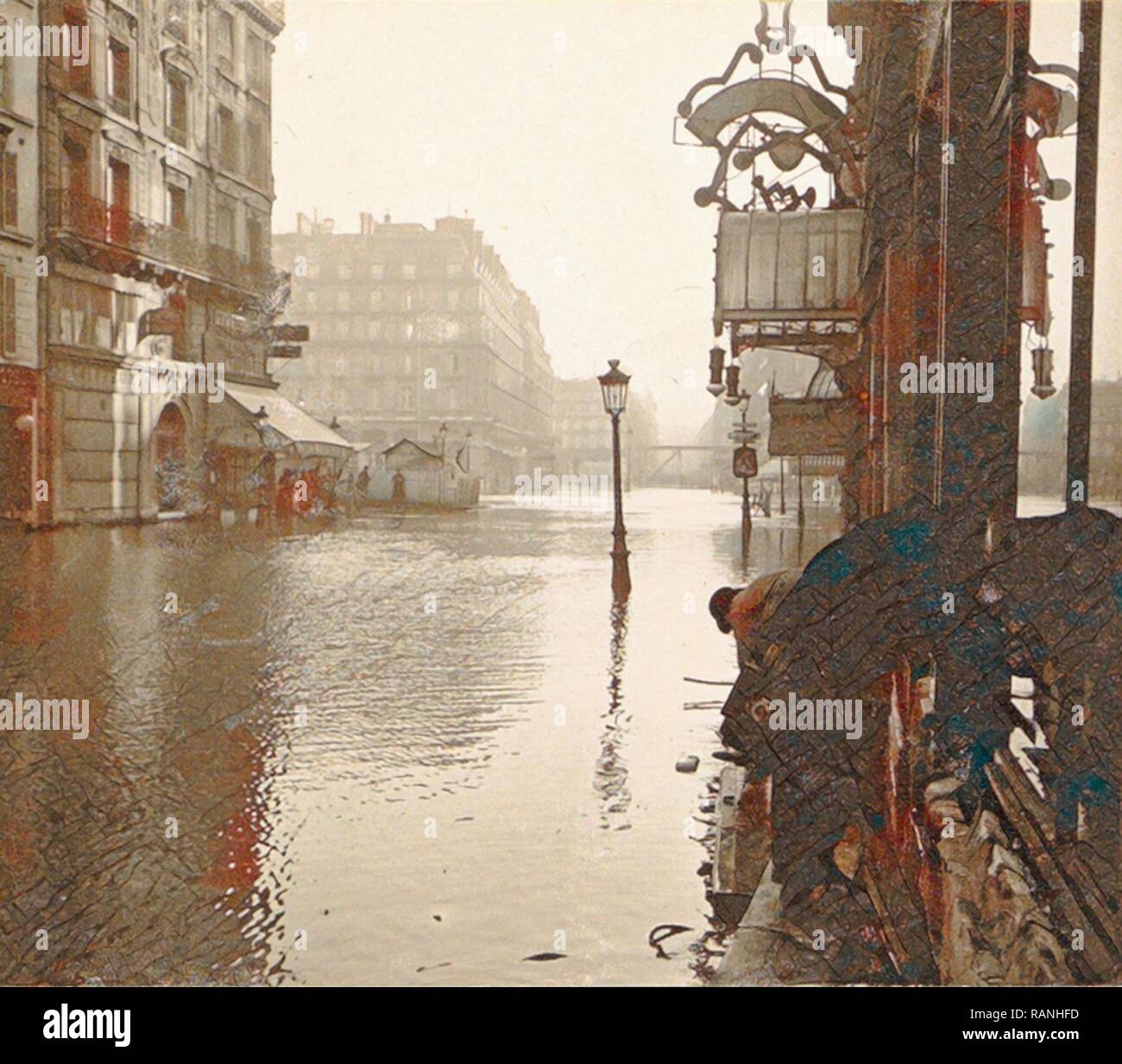 Album überschwemmungen Pariser Vororten im Jahr 1910, Frankreich, Dating-Jan-1910. Neuerfundene durch Gibon. Klassische Kunst mit einem modernen Touch neuerfundene Stockfoto