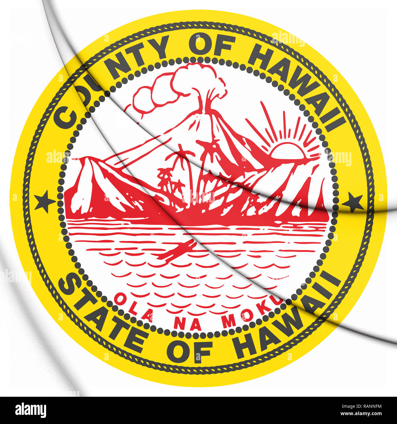 3D-Dichtung von Hawaii County, USA. 3D-Darstellung. Stockfoto