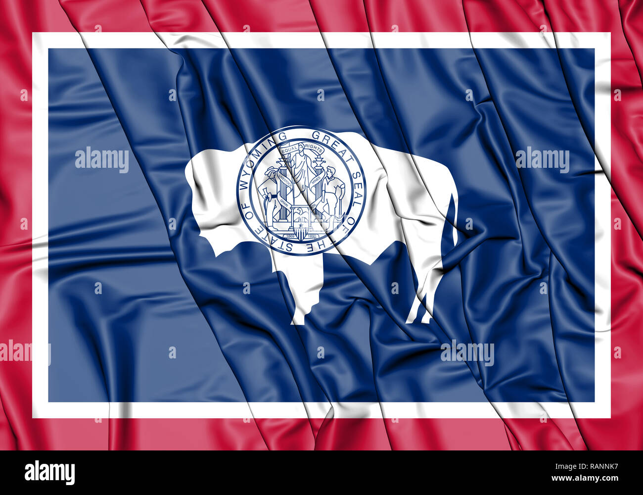 3D-Markierung von Wyoming, USA. 3D-Darstellung. Stockfoto