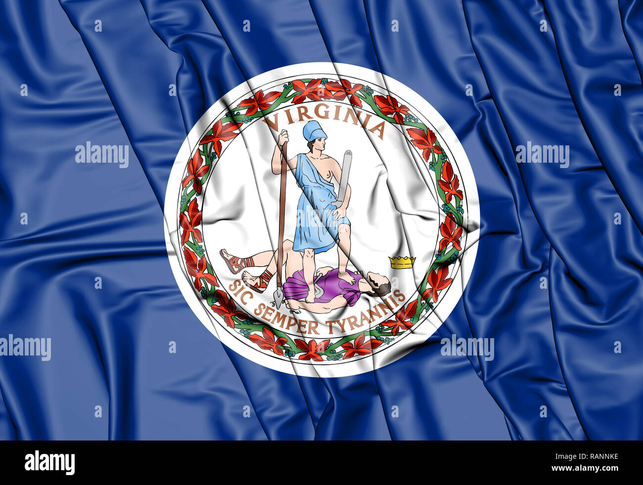 3D Flagge von Virginia, USA. 3D Illustration. Stockfoto