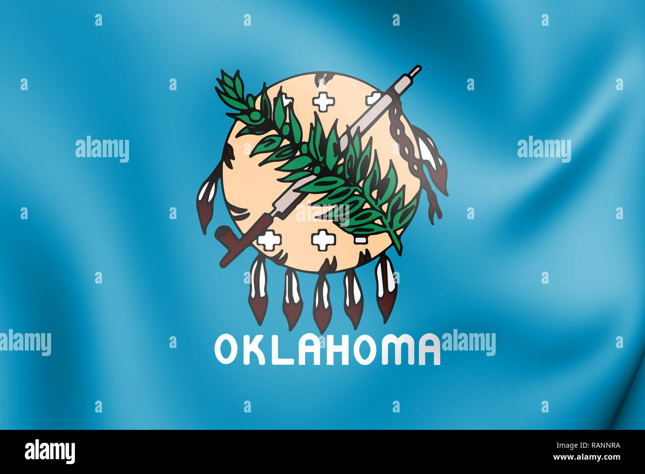 3D-Flagge Oklahoma (1941-1988), USA. 3D-Darstellung. Stockfoto