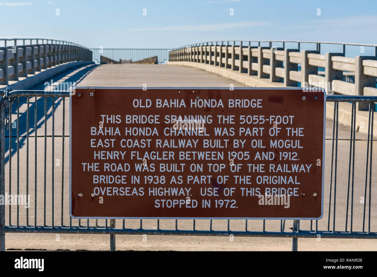 Alte Bahia Honda Bridge. Florida Keys historischen Overseas Highway und gebrochene Bahn nun geschlossen. Stockfoto