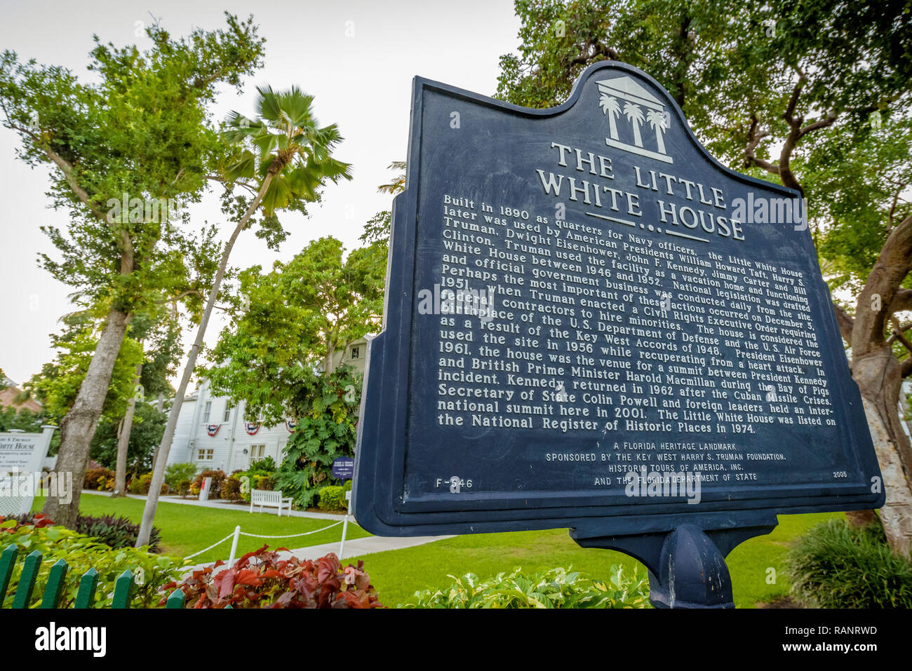 Key West, Florida. Anzeigen von Truman Little White House. Geführte Touren, dieses Museum diente als Präsident Harry S. Truman Winter's White House. Stockfoto