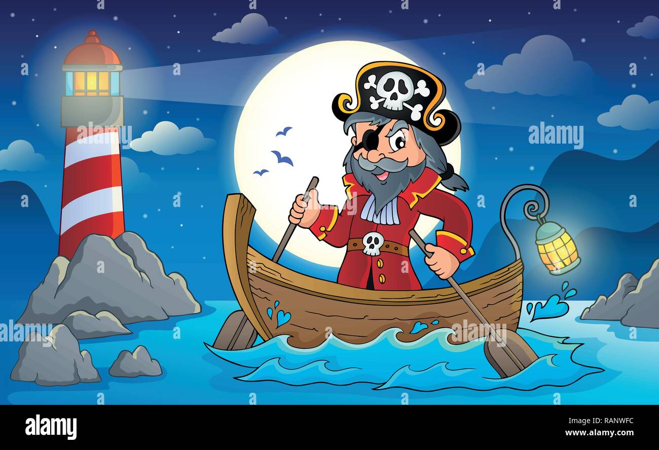 Piraten im Boot Thema Bild 2-eps 10 Vector Illustration. Stock Vektor