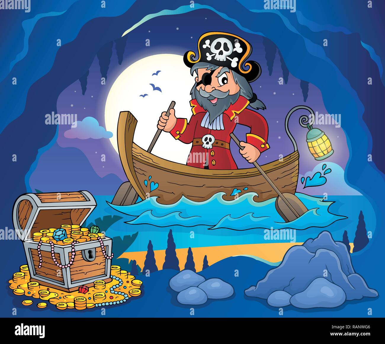 Piraten im Boot Thema Bild 3 - Eps 10 Vector Illustration. Stock Vektor