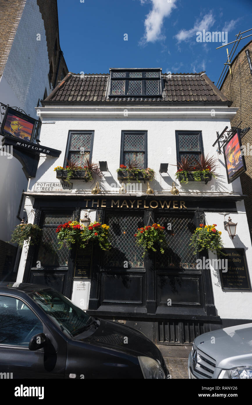 Die Außenansicht der Mayflower Pub, Rotherhithe, London Stockfoto