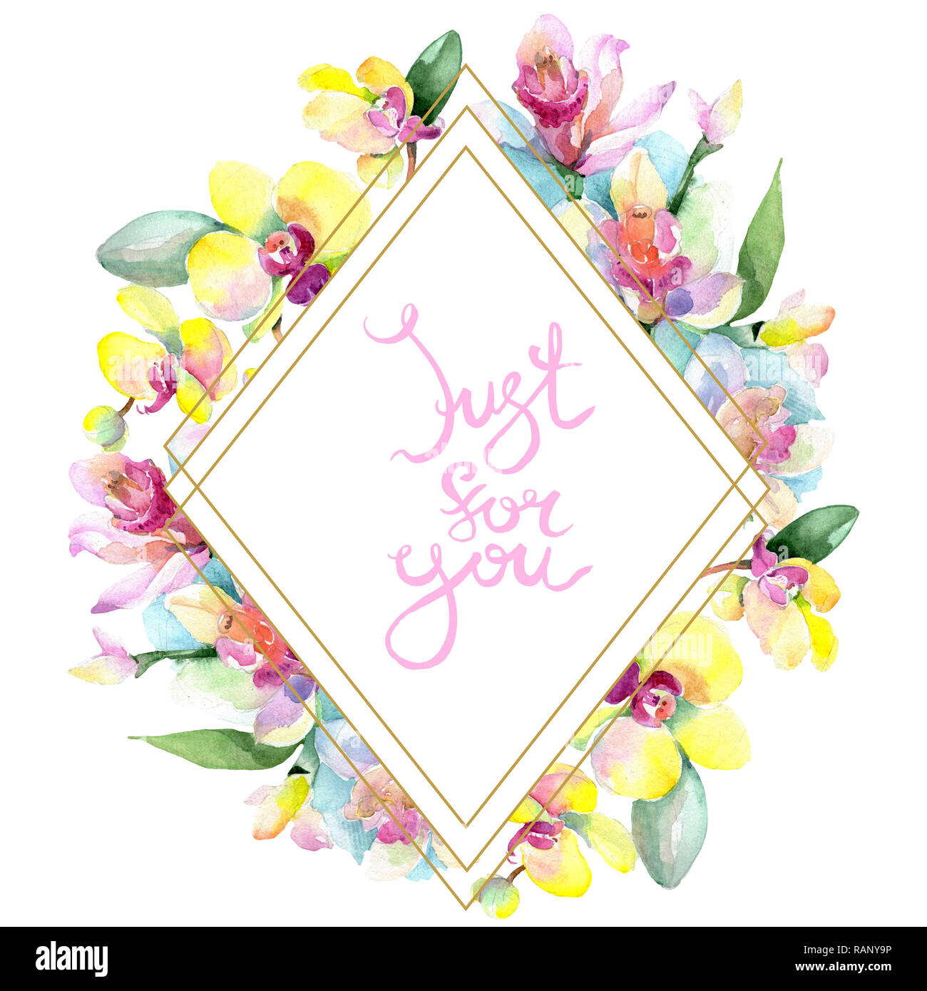 Orchidee Blumen botanischen Blume. Wild Federblatt wildflower isoliert. Aquarell Hintergrund Abbildung. Aquarell Zeichnung mode Aquarelle ist Stockfoto