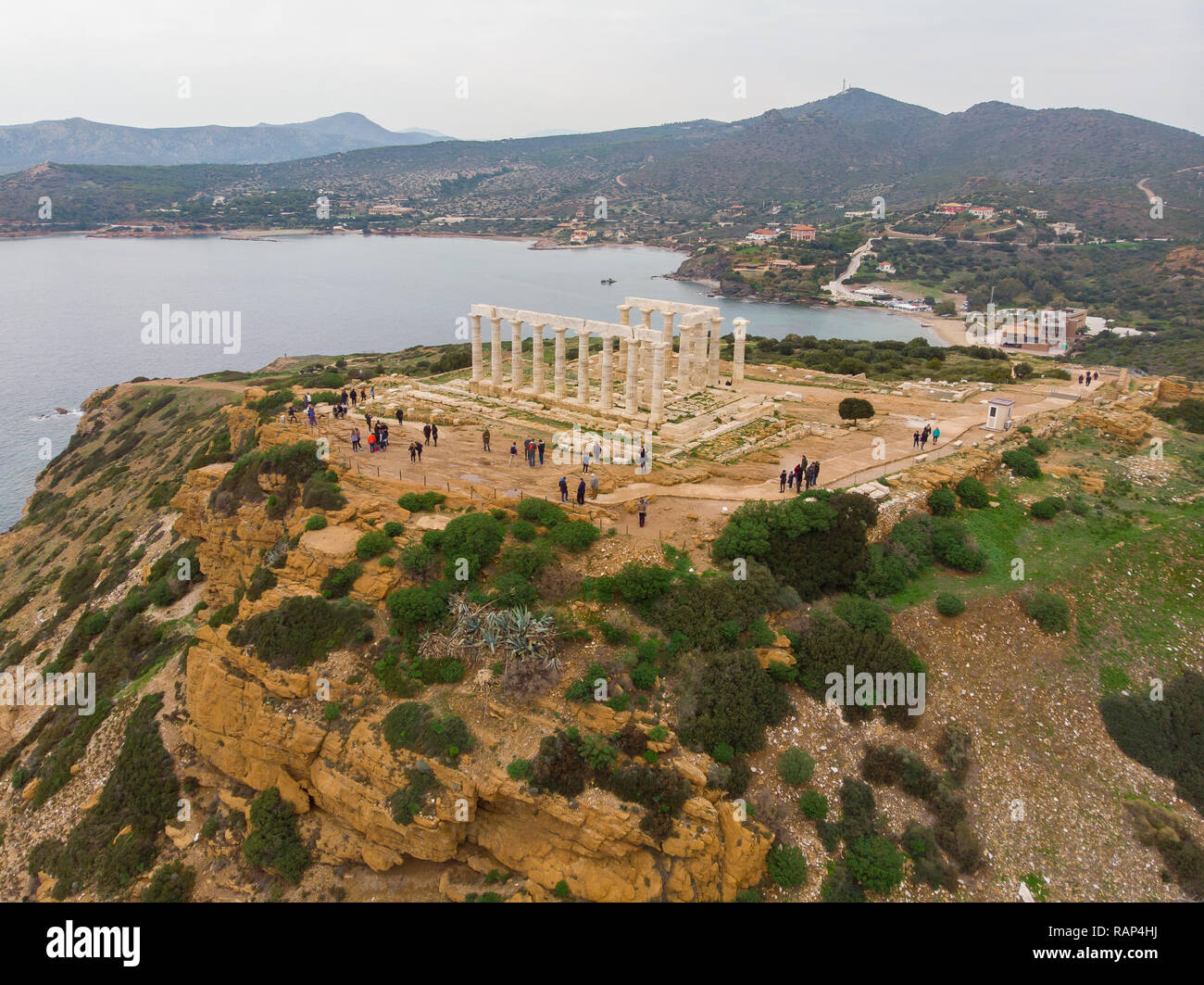 Der Tempel des Poseidon am Kap Sounio in Griechenland Stockfoto