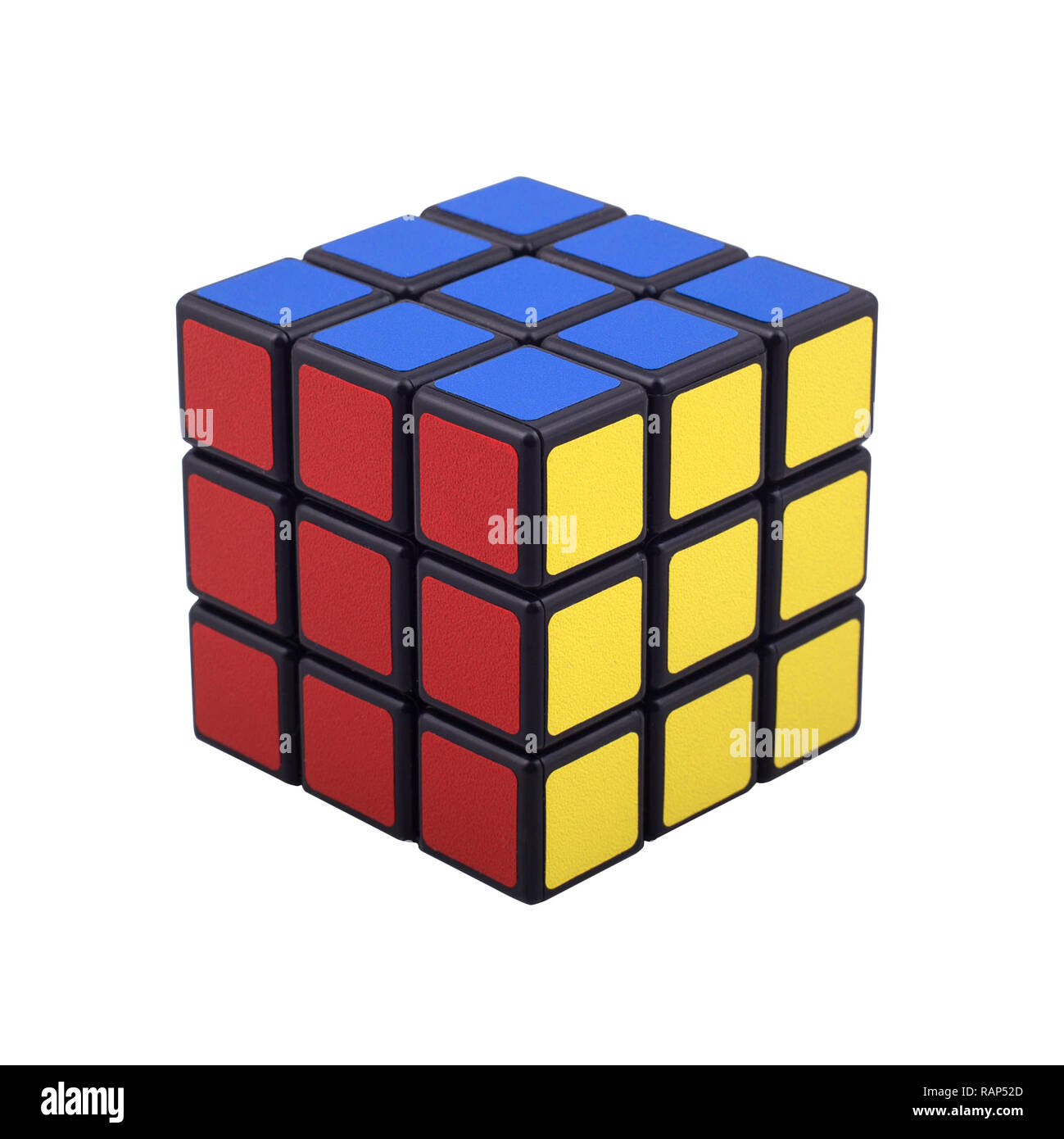 Rubik's Cube auf dem weißen Hintergrund Stockfoto