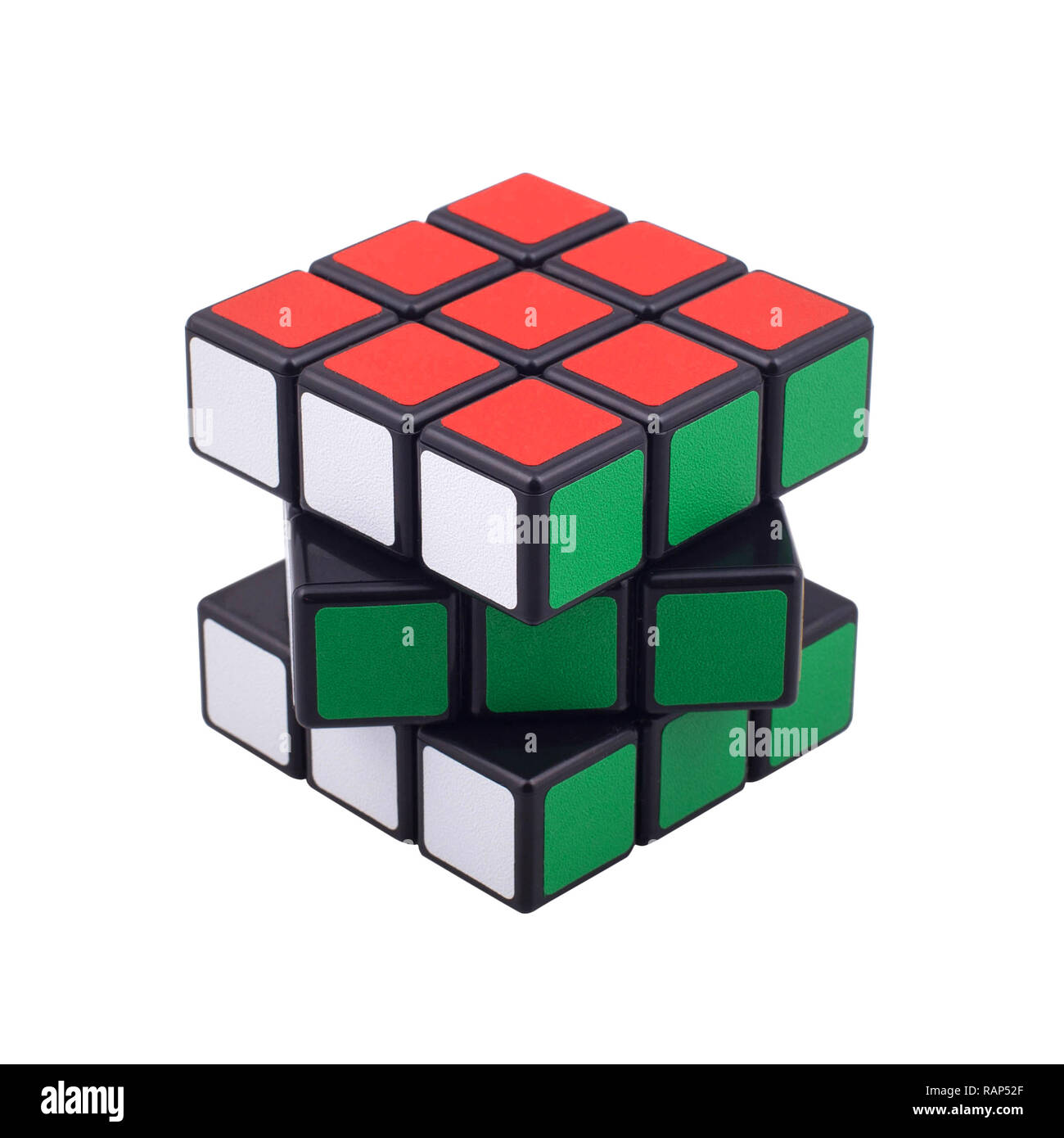 Rubik's Cube auf dem weißen Hintergrund Stockfoto