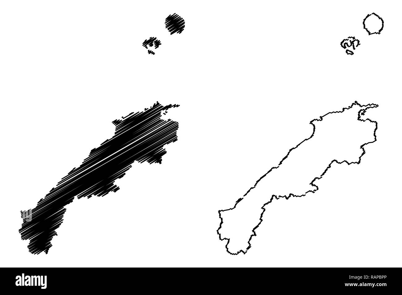 Präfektur Shimane (administrative divisions von Japan, Präfekturen Japans) Karte Vektor-illustration, kritzeln Skizze Shimane Karte Stock Vektor