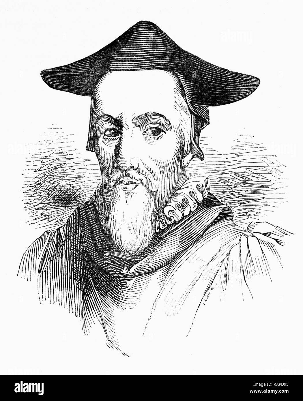 Richard Hooker (1554-1600) war ein englischer Priester in der Kirche von England und eine der wichtigsten englischen Theologen des 16. Jahrhunderts. Seine Verteidigung der Rolle der Erlösten Grund informiert die Theologie des 17. Jahrhunderts Caroline erahnt und später viele Mitglieder der Kirche von England mit einer theologischen Methode, die die Ansprüche der Offenbarung, Vernunft und Tradition kombiniert. Traditionell wurde er als Begründer der Anglikanischen via Media zwischen Protestantismus und Katholizismus betrachtet. Stockfoto