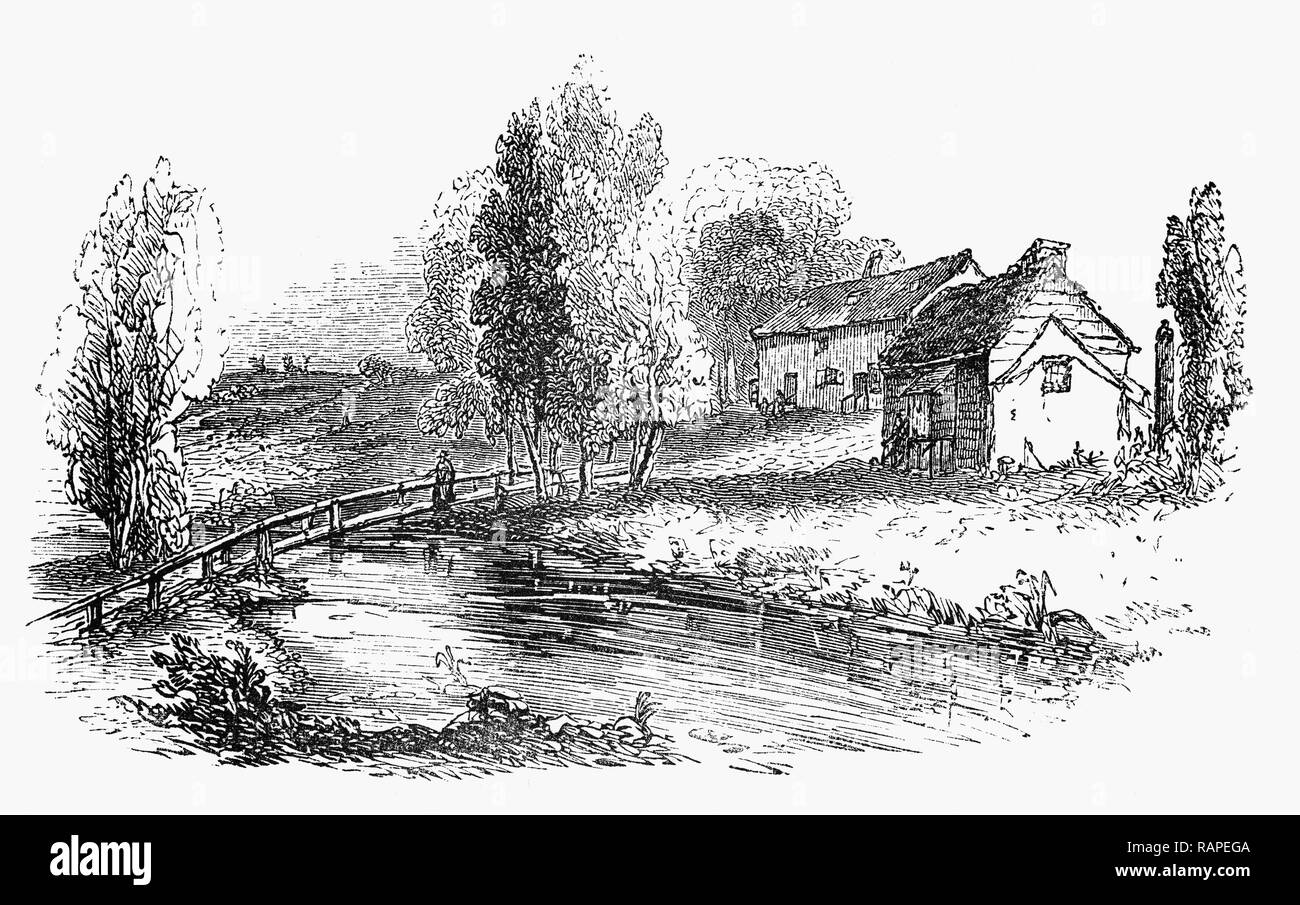 Izaak Walton schrieb "Die vollständige Angler' im 17. Jahrhundert und als Besucher Bleak House am Ufer des Flusses Lea in der Nähe, wo es erfüllt die Themse in Edmonton im Londoner Stadtteil Enfield. Es ist nicht eine Villa, sondern ein Wirtshaus, wo Angler über Nacht bleiben konnte. Stockfoto