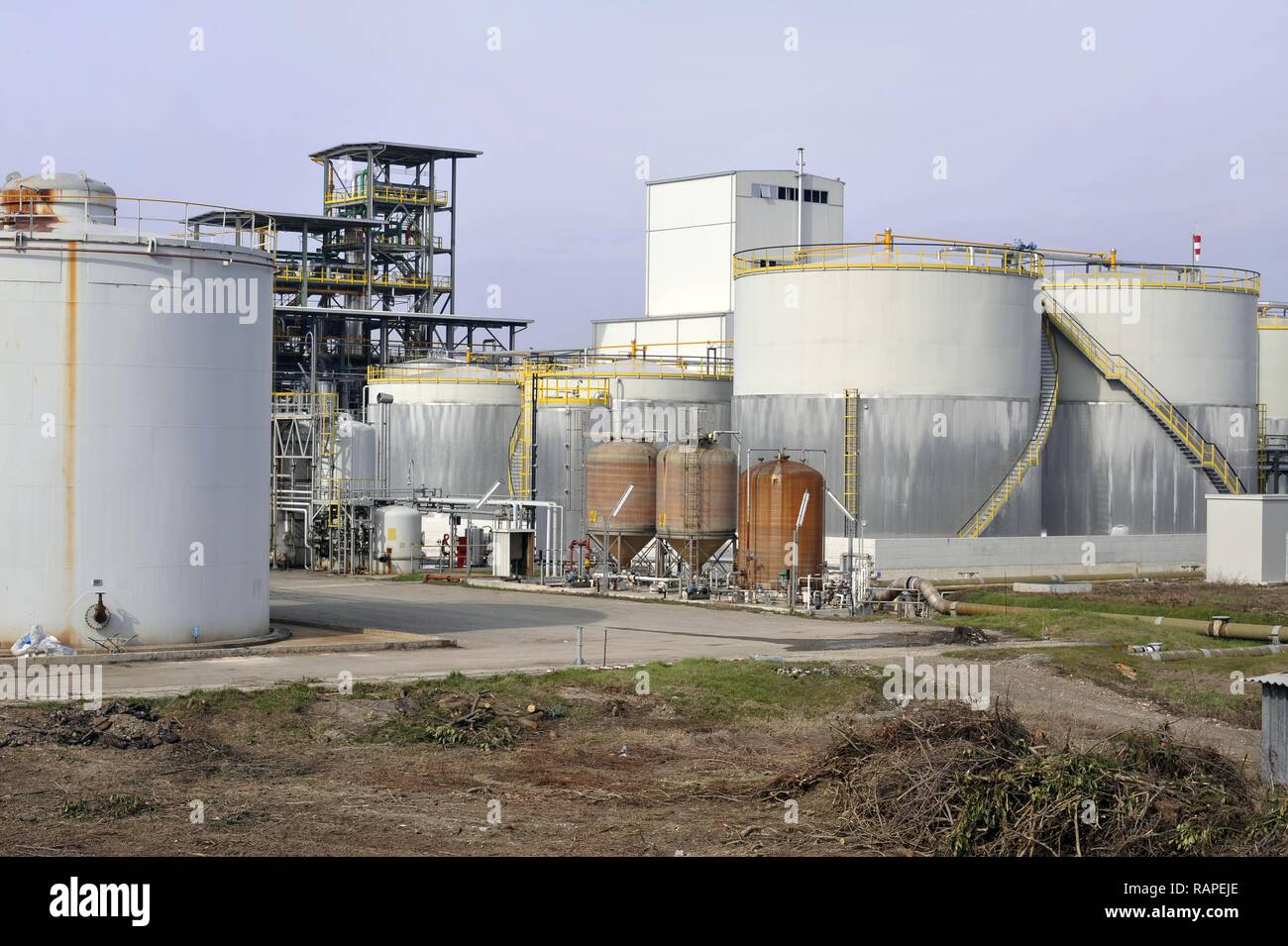 Oxem Raffinerie in Mezzana Bigli (Pavia, Italien), Produktion von Biodiesel ökologischen Brennstoff, Gemüse Diesel vor allem aus Soja und Raps Öl Transformation der Ableitung Stockfoto