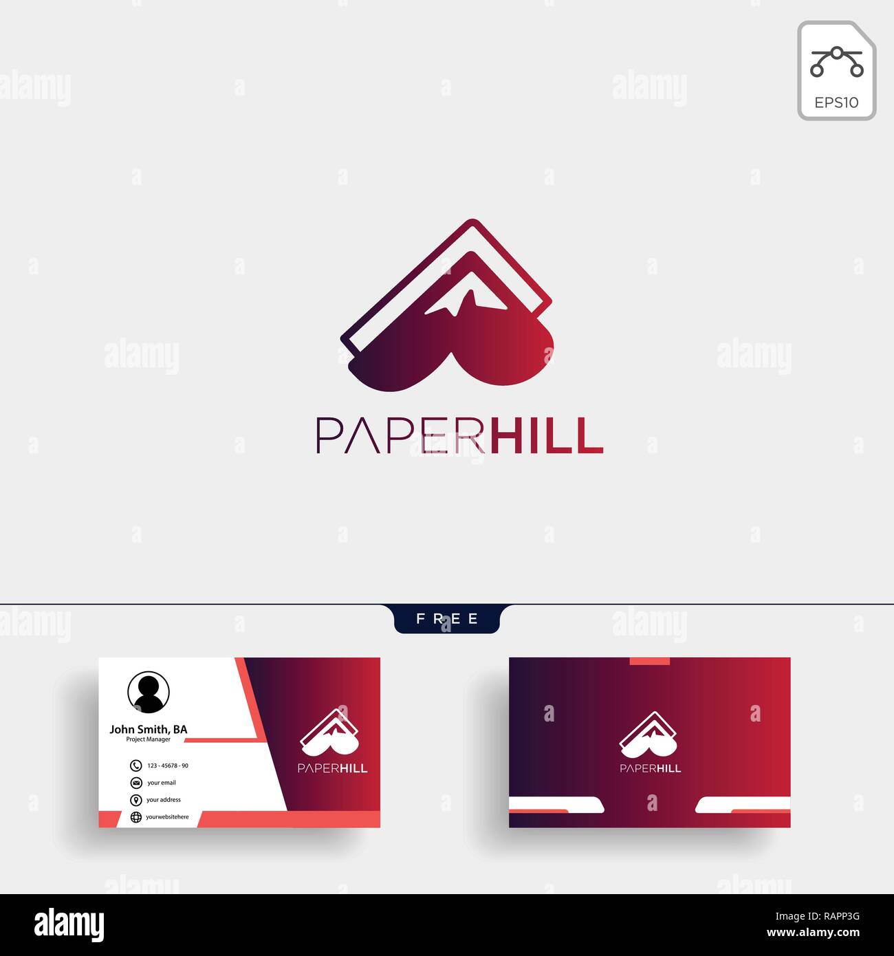 Papier Berg kreative logo Vorlage mit Business Card Stock Vektor