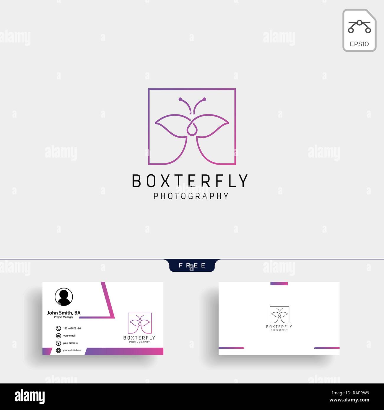 Schmetterling Fotografie logo Vorlage mit Business Card Stock Vektor