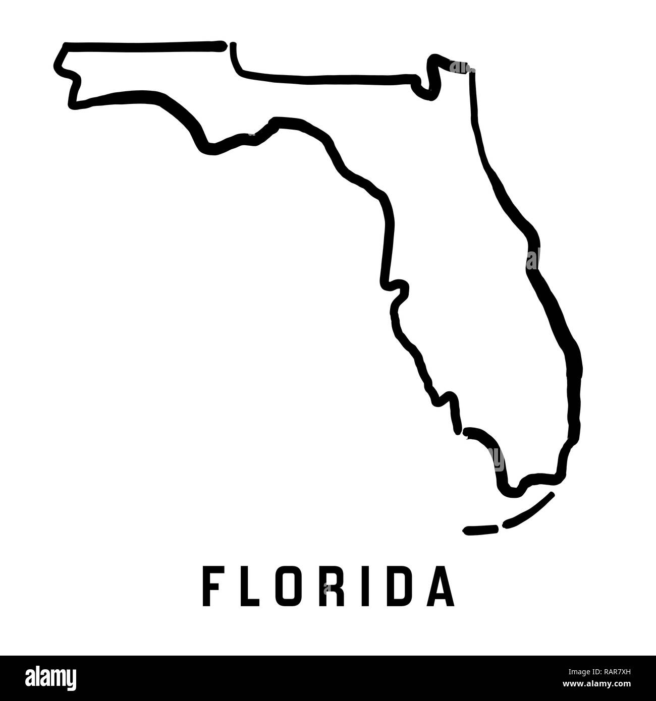 Florida State map outline-glatten vereinfachte US-form Karte Vektor. Stock Vektor