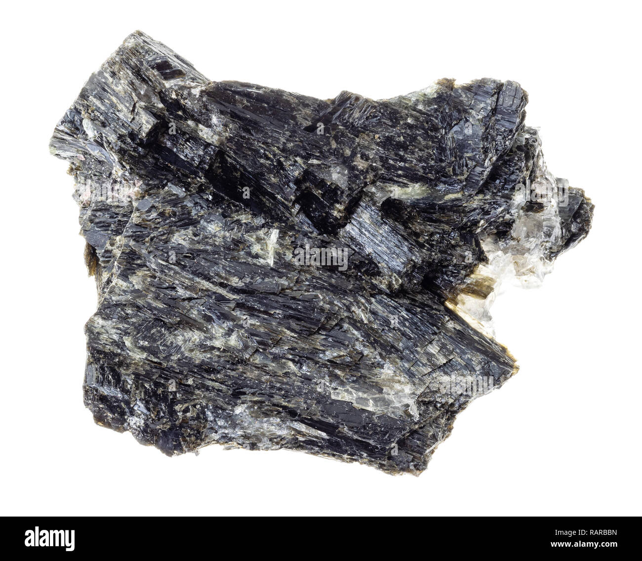 Makrofotografie von natürlichen Mineral aus geologische Sammlung - grobe Gedrite Stein auf weißem Hintergrund Stockfoto