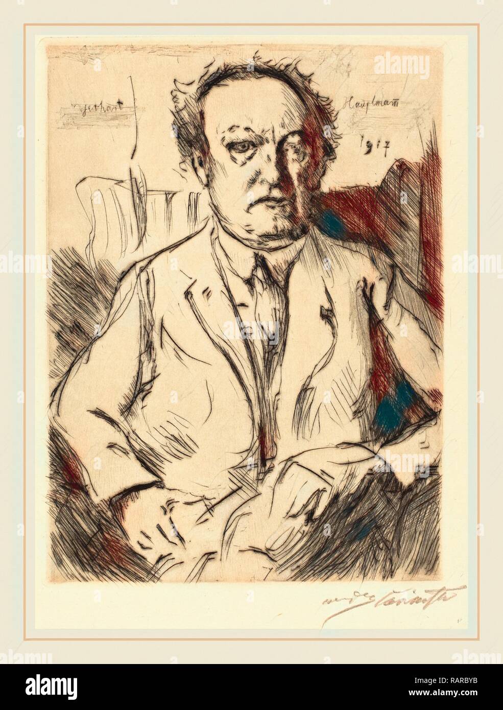 Lovis Corinth, Gerhart Hauptmann, Deutsch, 1858-1925, 1917, kaltnadelradierung in Schwarz auf Bütten. Neuerfundene Stockfoto