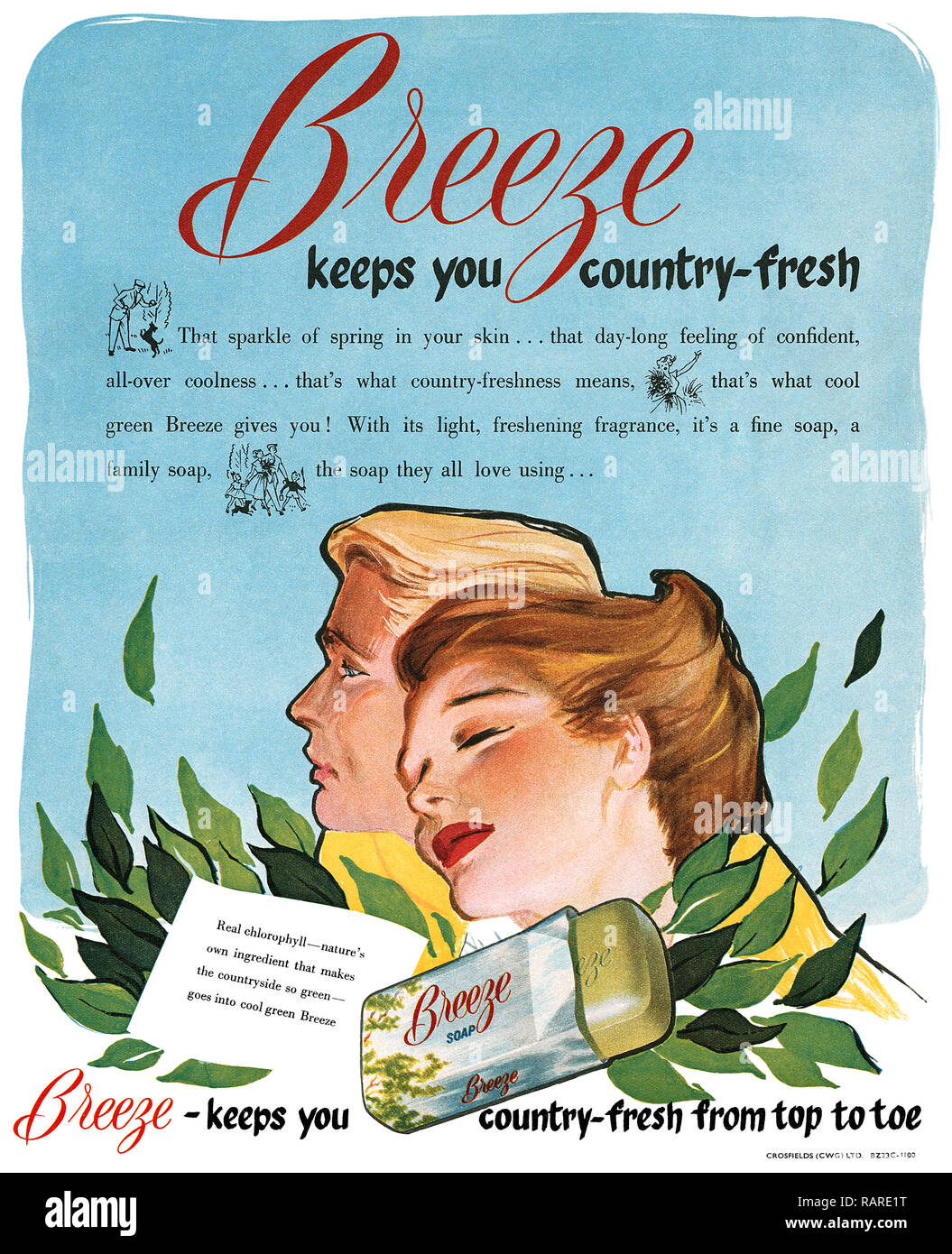 1953 britischen Werbung für Breeze Seife. Stockfoto