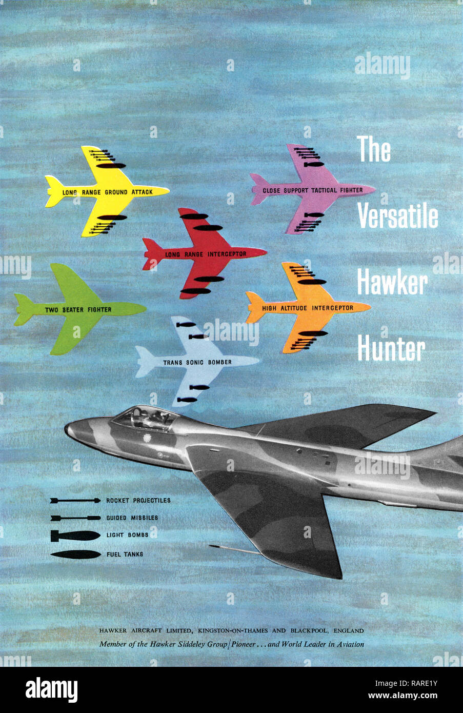 1953 britischen Werbung für die Hawker Hunter fighter Jets. Stockfoto