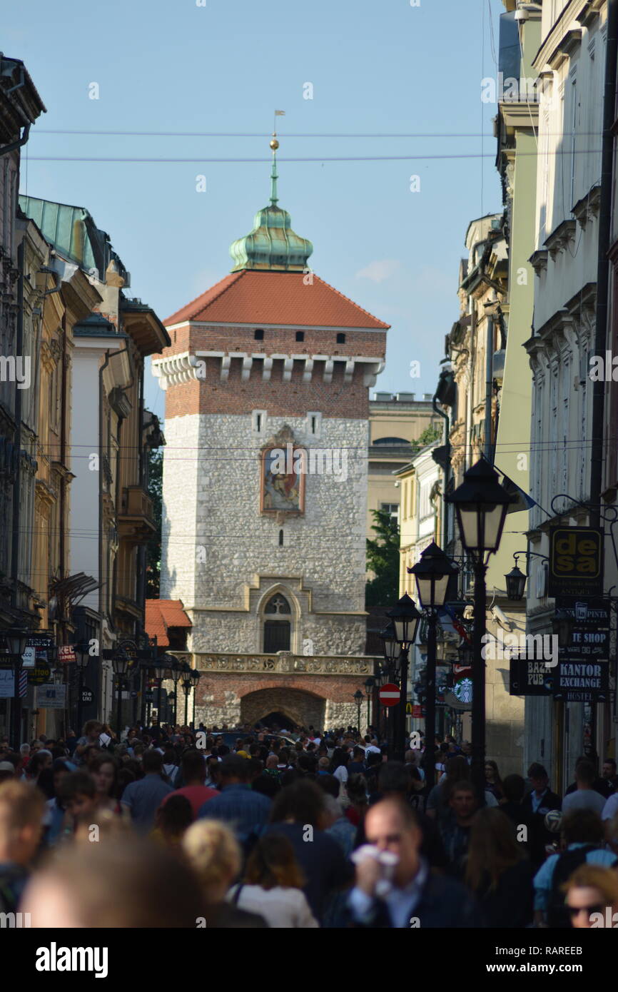 Erkunden Sie die schöne Stadt Krakau Stockfoto
