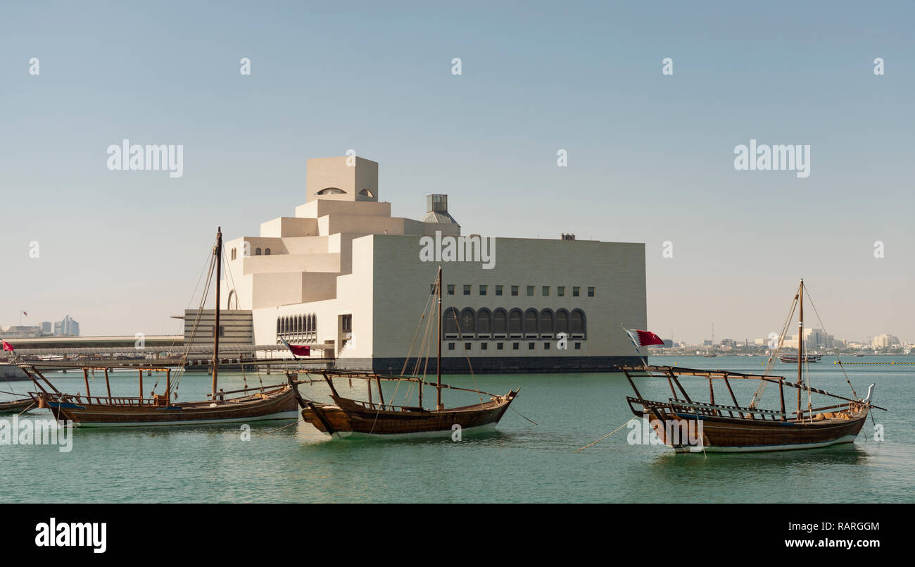 Ansicht des Museum für Islamische Kunst in Doha, Katar. Architekt IM Pei Stockfoto