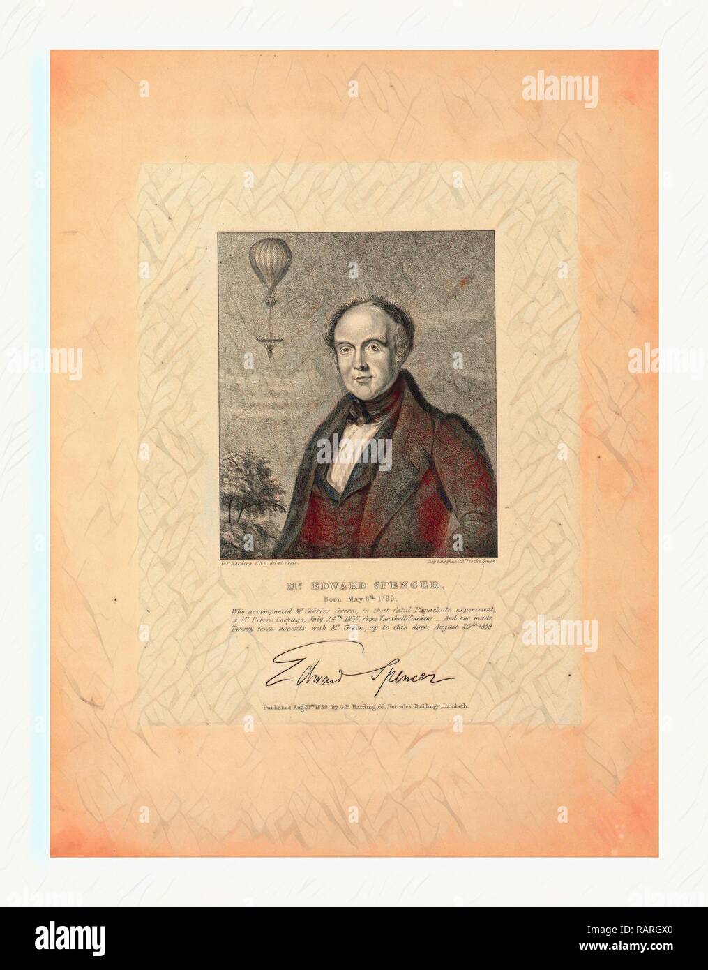 Herr Edward Spencer, den 8. Mai 1799 geboren, die Herr Charles Green in diesem tödlichen Fallschirm Experiment des Herrn begleitet Neuerfundene Stockfoto