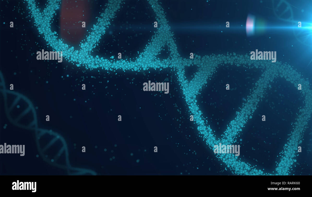 DNA-Helix Moleküle abstrakten 3D-Darstellung. Biotechnologie, Genetik und Wissenschaft Konzept. Neue Technologie Hintergrund. Stockfoto
