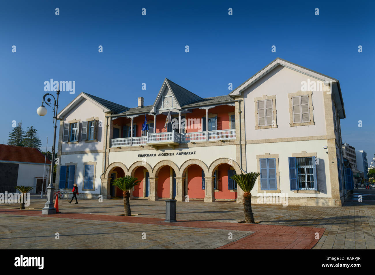 Örtliche Behörden, europäischen, Finikoudas Promenade, Larnaka, Republik Zypern, Gemeindeverwaltung, Europaplatz, Finikoudas Promenade, Republik Zype Stockfoto