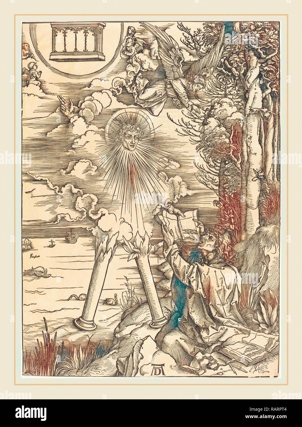 Albrecht Dürer (1471-1528), St. Johannes, das Buch Verschlingend, wahrscheinlich C. 1496-1498, Holzschnitt. Neuerfundene Stockfoto