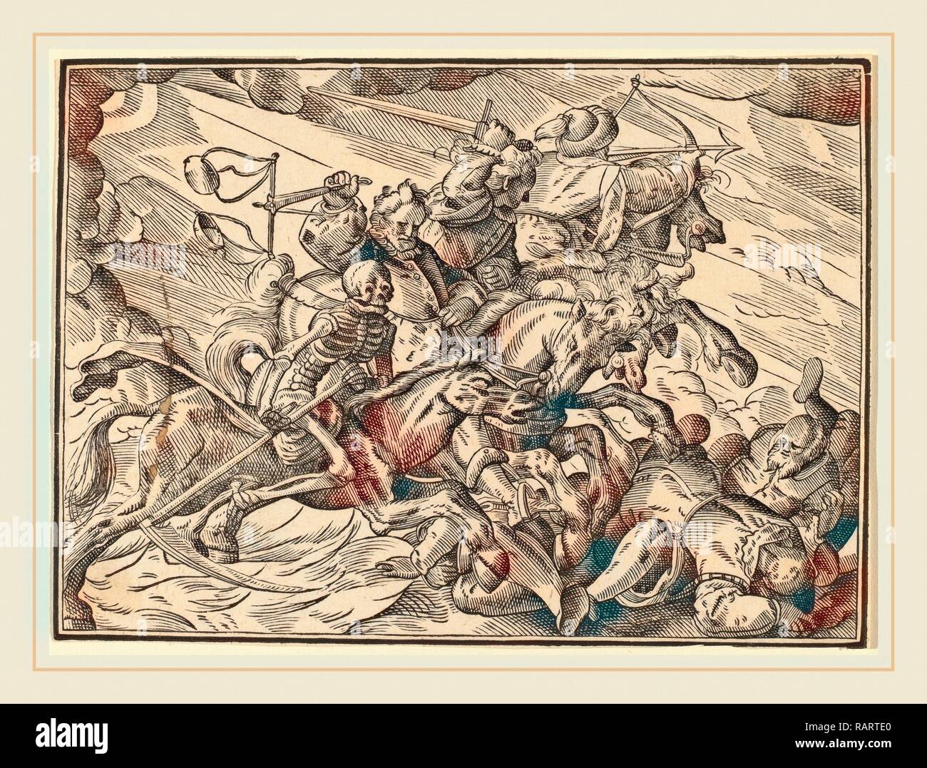 Christoph Murer, die vier Reiter der Apokalypse, Schweizer, 1558-1614, veröffentlicht 1630, Holzschnitt auf Bütten neuerfundene Stockfoto