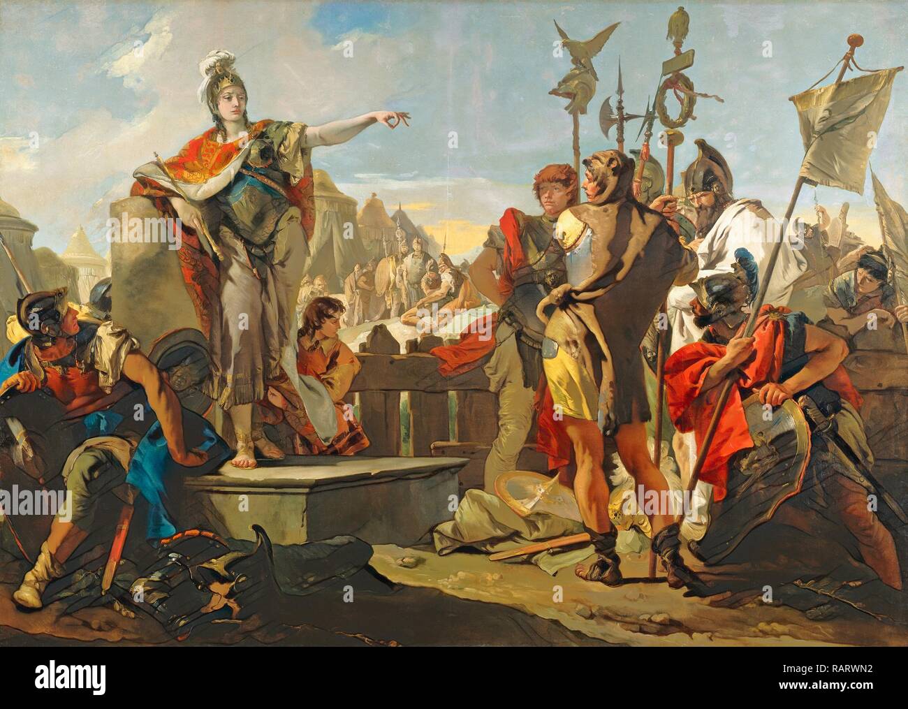 Giovanni Battista Tiepolo, Königin Zenobia Ihr Soldaten Adressierung, Italienisch, 1696-1770, 1725-1730, Öl auf Leinwand neuerfundene Stockfoto