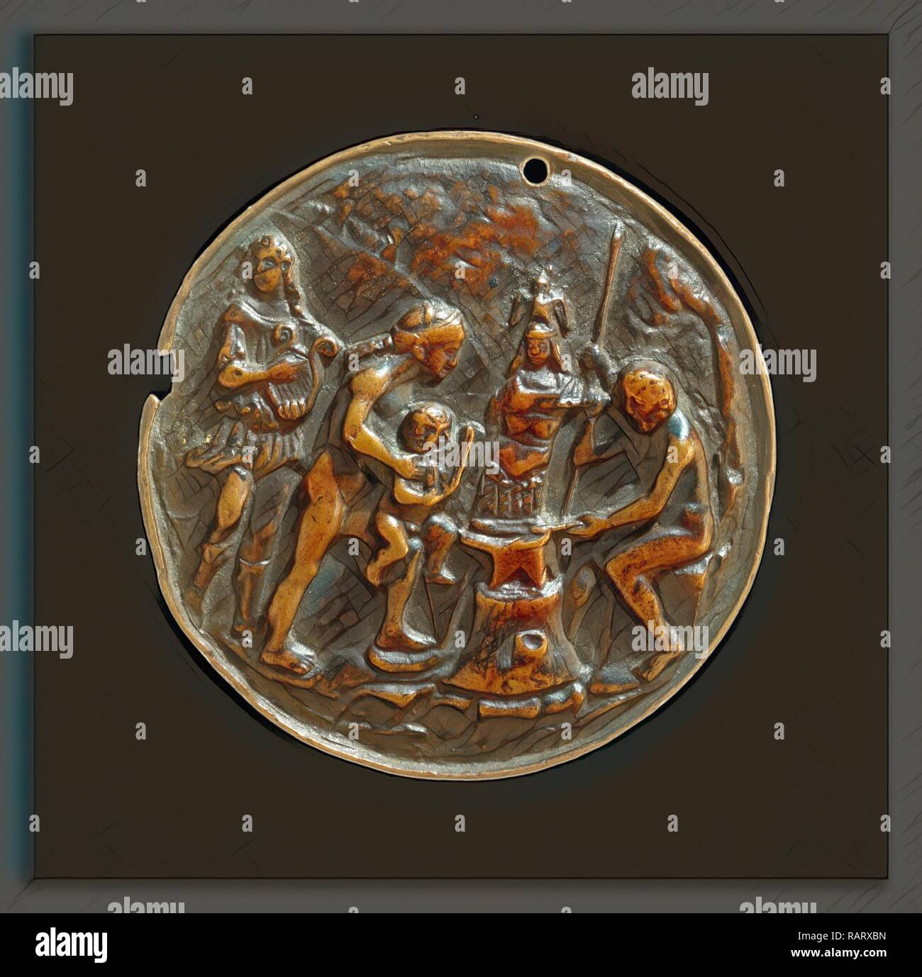 Master M.C., Apollo, Venus, Mars und Vulcan, Italienisch, Aktive c. 1500, bronze, mittelbraune Patina. Neuerfundene Stockfoto