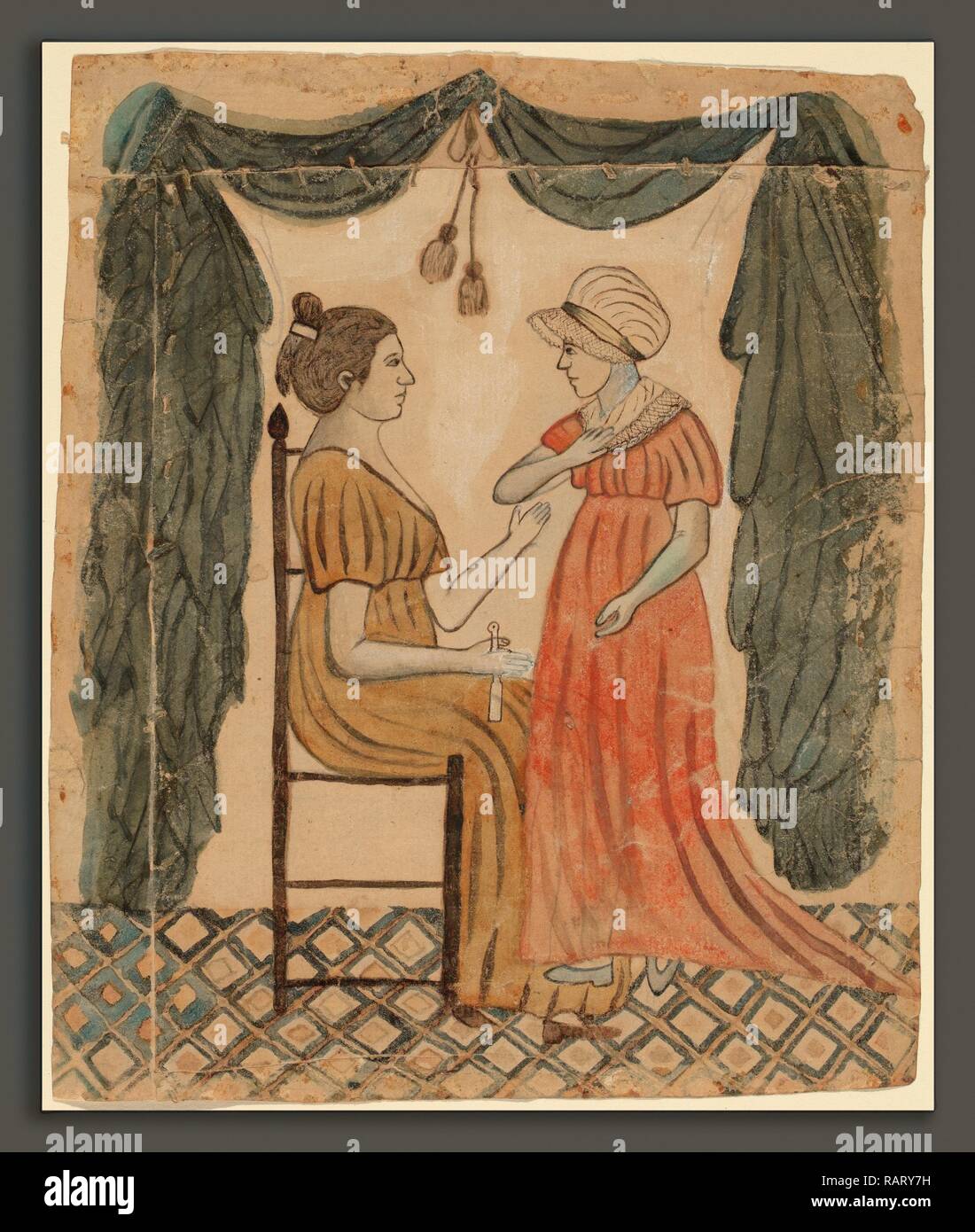 Eunice Pinney, Mutter und Tochter, amerikanischen, 1770-1849, Pen und braune Tusche und Aquarell über Graphit auf festgelegten Neuerfundene Stockfoto