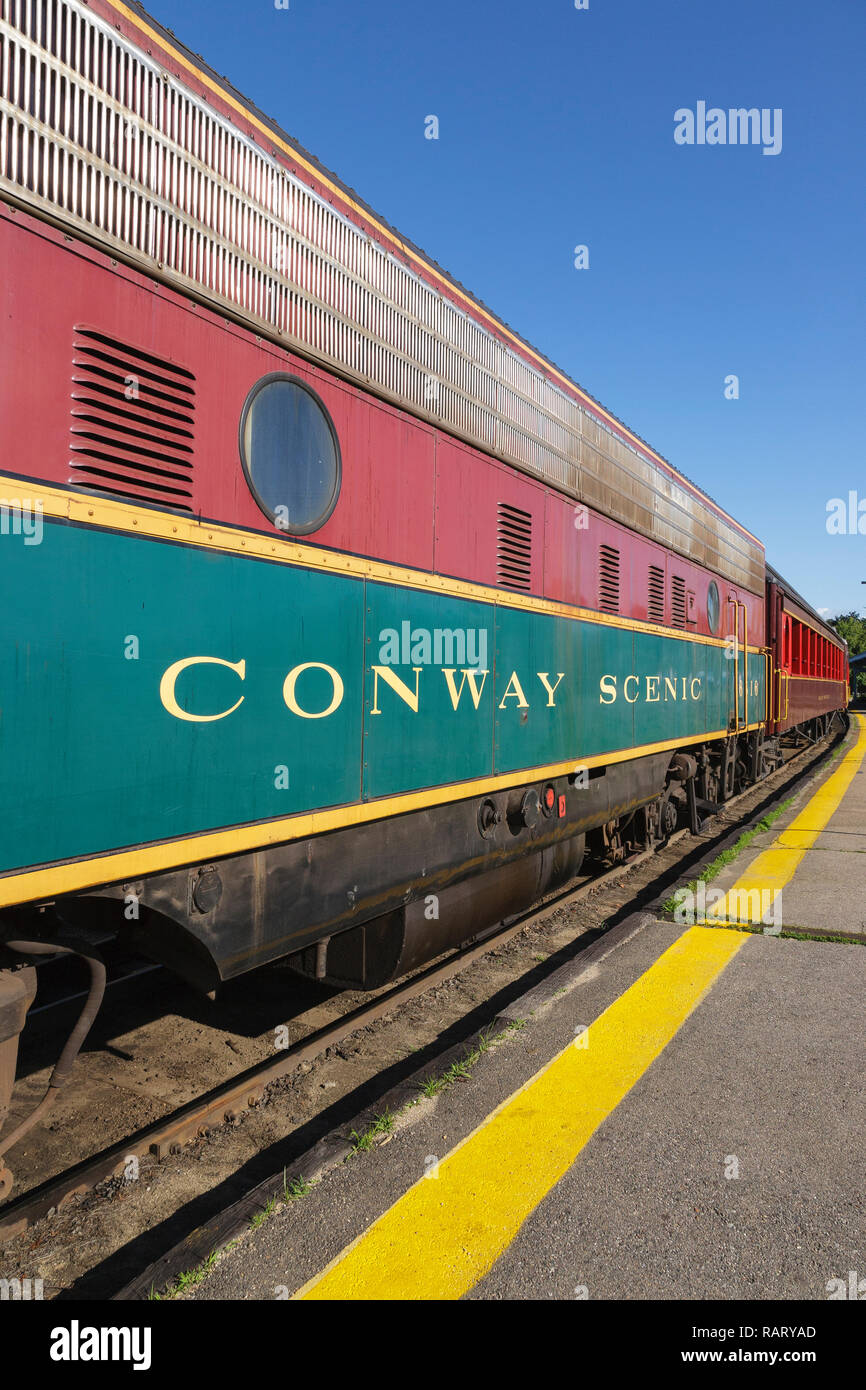 Conway Scenic Railroad in North Conway, New Hampshire, USA. Stockfoto