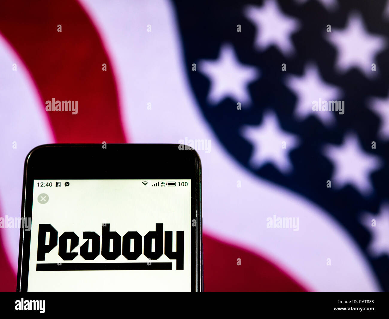 Peabody Energy Coal Mining Company Logo auf dem Smartphone angezeigt Stockfoto