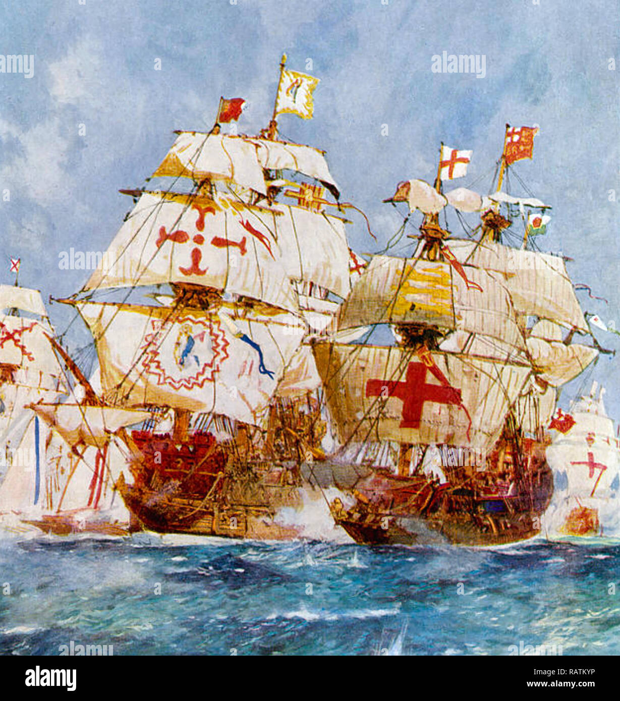 Spanische Armada 1927 ein künstlerischer Eindruck vom Stockfoto