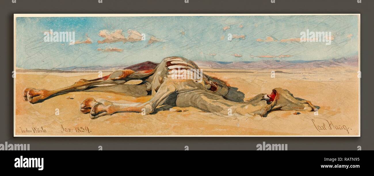 Carl Haag, in der Wüste (In der Wüste), Deutsch, 1820 - 1915, 1859, Aquarell über Graphit auf Papier neuerfundene Creme webte Stockfoto