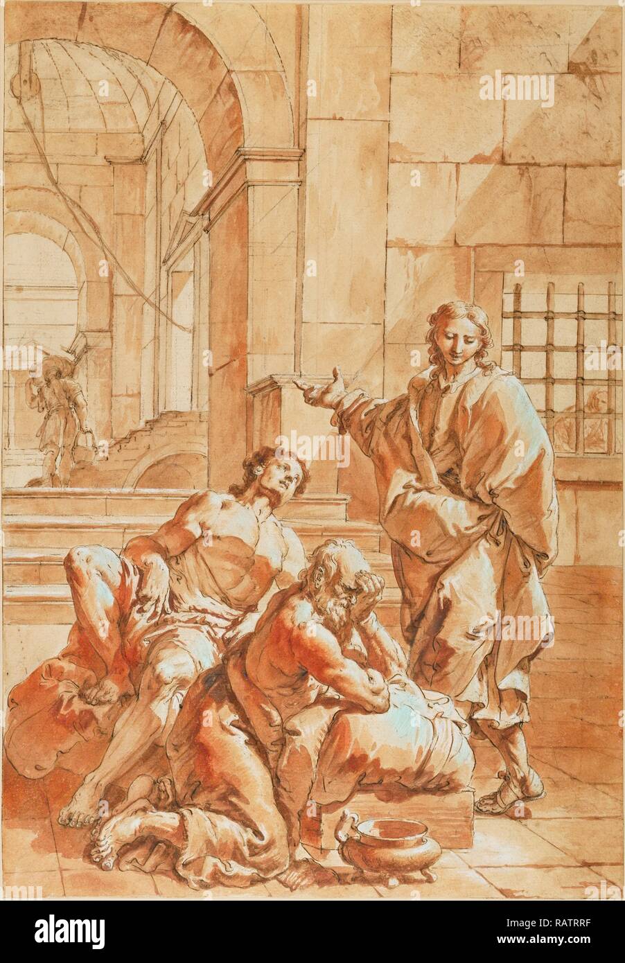 Joseph Interpretation der Träume von seinen Mitgefangenen, Francesco Fontebasso Salvator, Italienisch, 1707 - 1769, über Neuerfundene Stockfoto