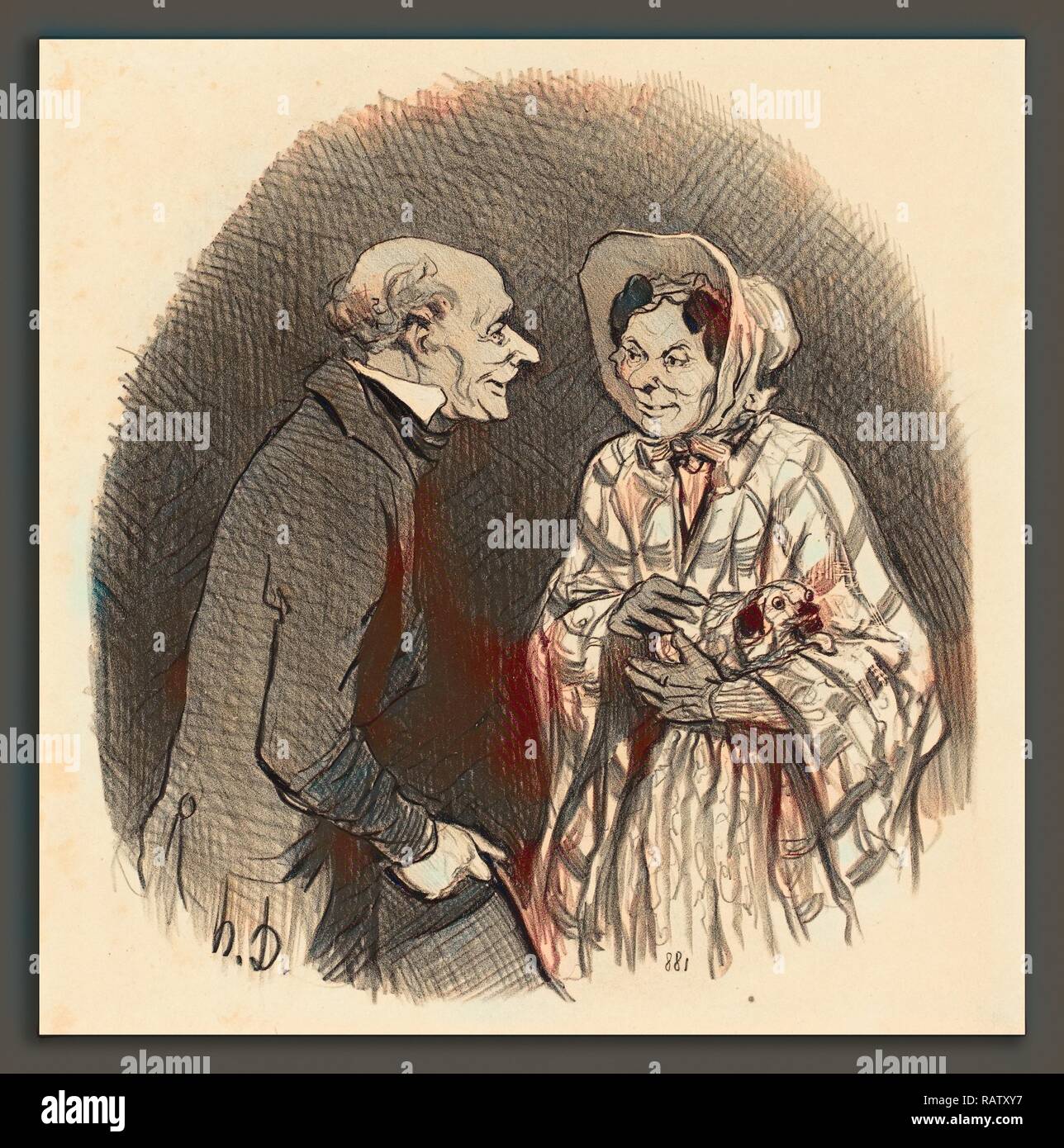 Honoré Daumier (Französisch, 1808-1879), une nouvelle connaissance, 1846, Lithographie. Neuerfundene durch Gibon. Klassische Kunst neuerfundene Stockfoto