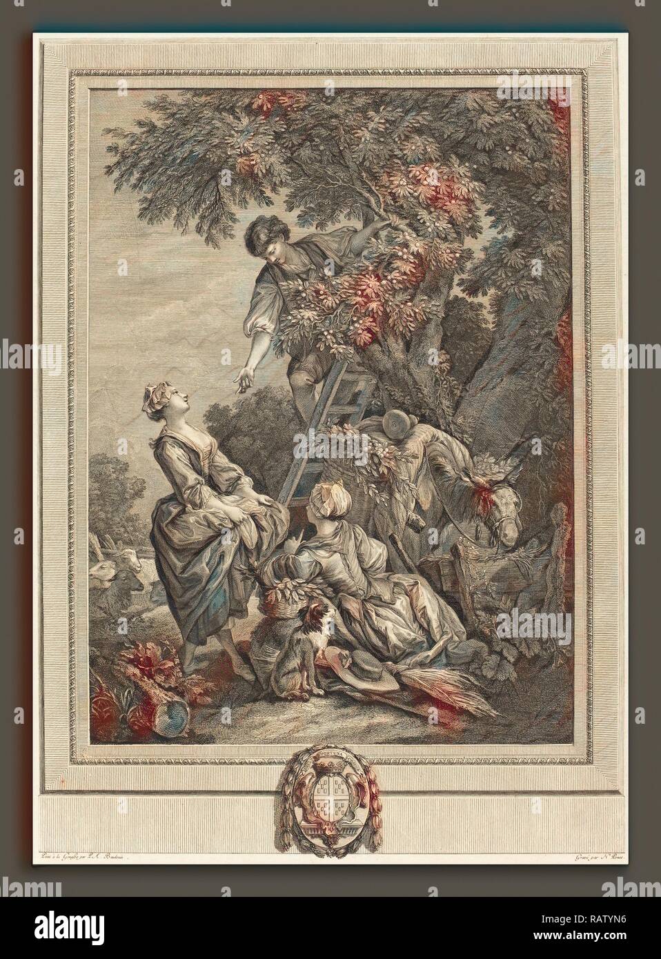 Nicolas Ponce nach Pierre-Antoine Baudouin (Französisch, 1746 - 1831), Les Cerises, Ätzen und Gravieren. Neuerfundene Stockfoto