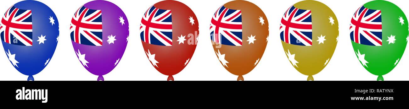 Bunten Heliumballons für die Australische Tag Urlaub Stock Vektor
