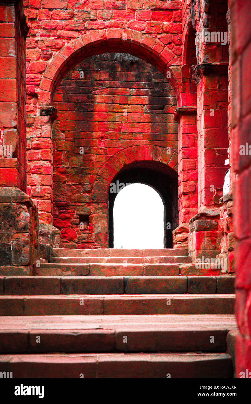 Tür und mittelalterliche Burg architektonischen Details von Kenilworth Castle UK Stockfoto